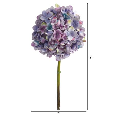 19" Hydrangea Artificial Flower (Set of 3) - Blue Lavender