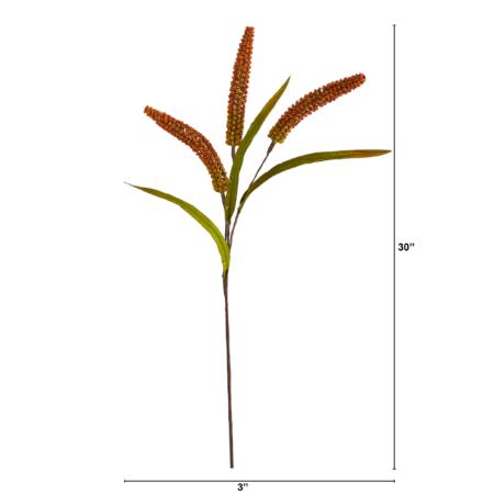 30" Sorghum Harvest Artificial Flower (Set of 12) - Orange