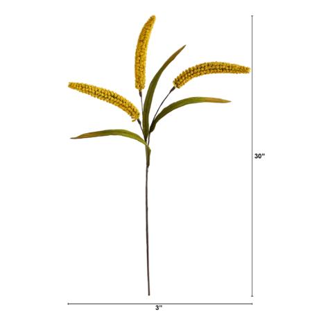 30" Sorghum Harvest Artificial Flower (Set of 12) - Yellow