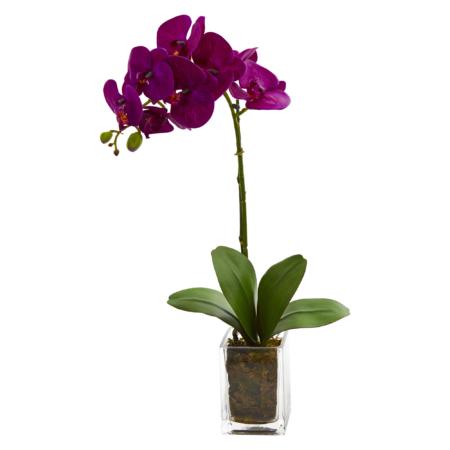 Orchid Phalaenopsis Artificial Arrangement in Vase - Mauve