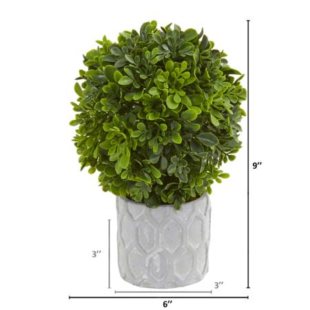 Vibrant 9" Boxwood Artificial Mini Topiary (Set of 3)