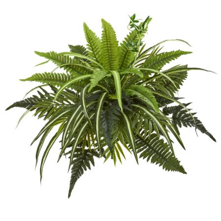 Radiant 22" Mixed Greens and Fern Artificial Bush Plant (Set of 3)