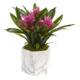 Bromeliad Artificial Plant in Marble Finished Vase - Purple