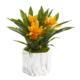 Bromeliad Artificial Plant in Marble Finished Vase - Yellow