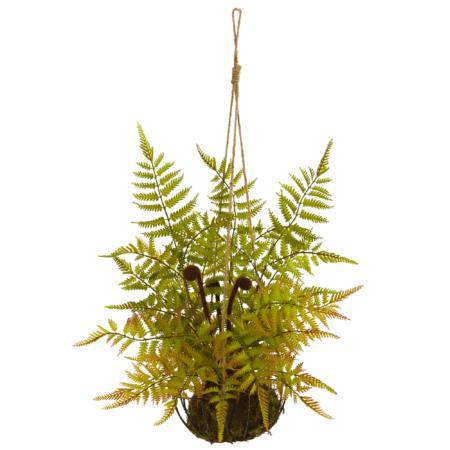 21" Fern Artificial Plant in Metal Hanging Basket