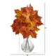 18" Autumn Maple Leaf Artificial Plant in Glass Planter - Orange