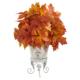 20" Autumn Maple Leaf Artificial Plant in Metal Planter - Orange