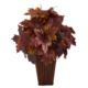 19" Autumn Maple Leaf Artificial Plant in Decorative Planter - Burgundy