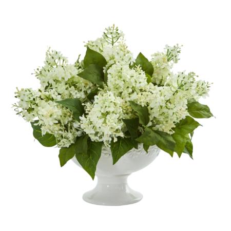 14" Lilac Artificial Arrangement in White Vase