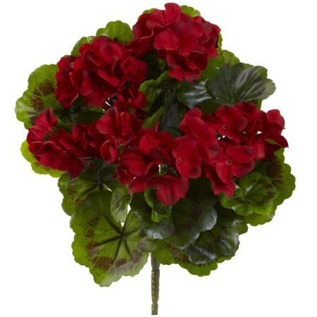 Vibrant 13" Geranium Bush UV Resistant (Indoor-Outdoor) (Set of 4)