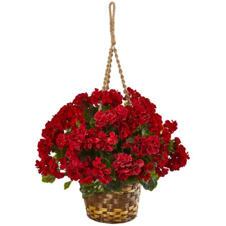 Charming 19" Geranium Hanging Basket UV Resistant (Indoor-Outdoor)