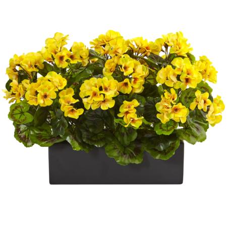 Sunny 13" Geranium in Planter UV Resistant (Indoor-Outdoor) Yellow