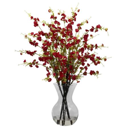 Vibrant Cherry Blossoms w-Vase Arrangement Red