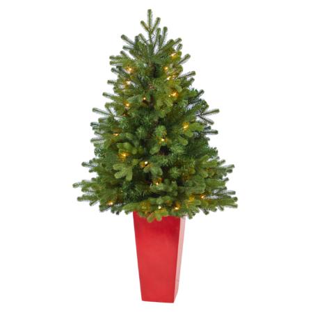 Stunning 3.5' Washington Fir Christmas Tree w-50 LED in Tower Planter