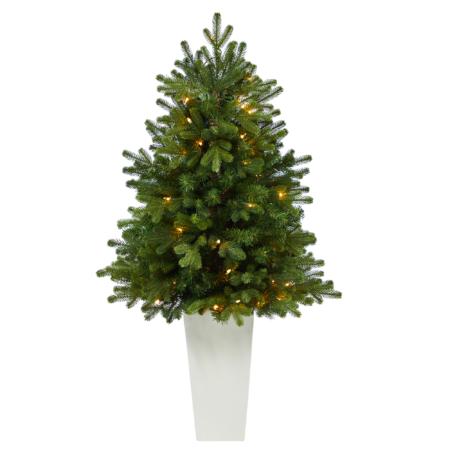 Stunning 3.5' Washington Fir Christmas Tree w-50 LED in Tower Planter